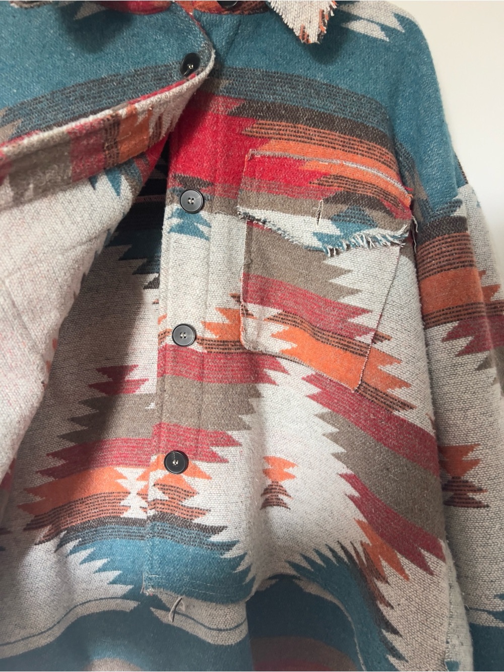 Aztec-Pattern Button-Front Jacket - Picture 2 of 4